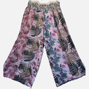 SACRED THREADS patch hippie rayon wide leg smocked waist PANTS 1X